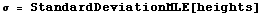 σ = StandardDeviationMLE[heights]